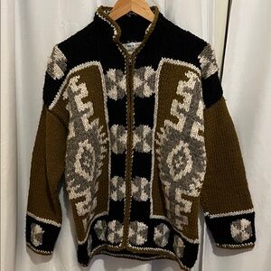 Handmade 100% Wool Ecuadorian Zip-Up Sweater